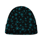 Blue Bitcoin Pattern Print Beanie