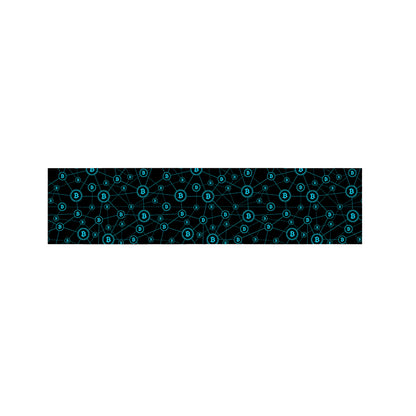 Blue Bitcoin Pattern Print Bed Runner