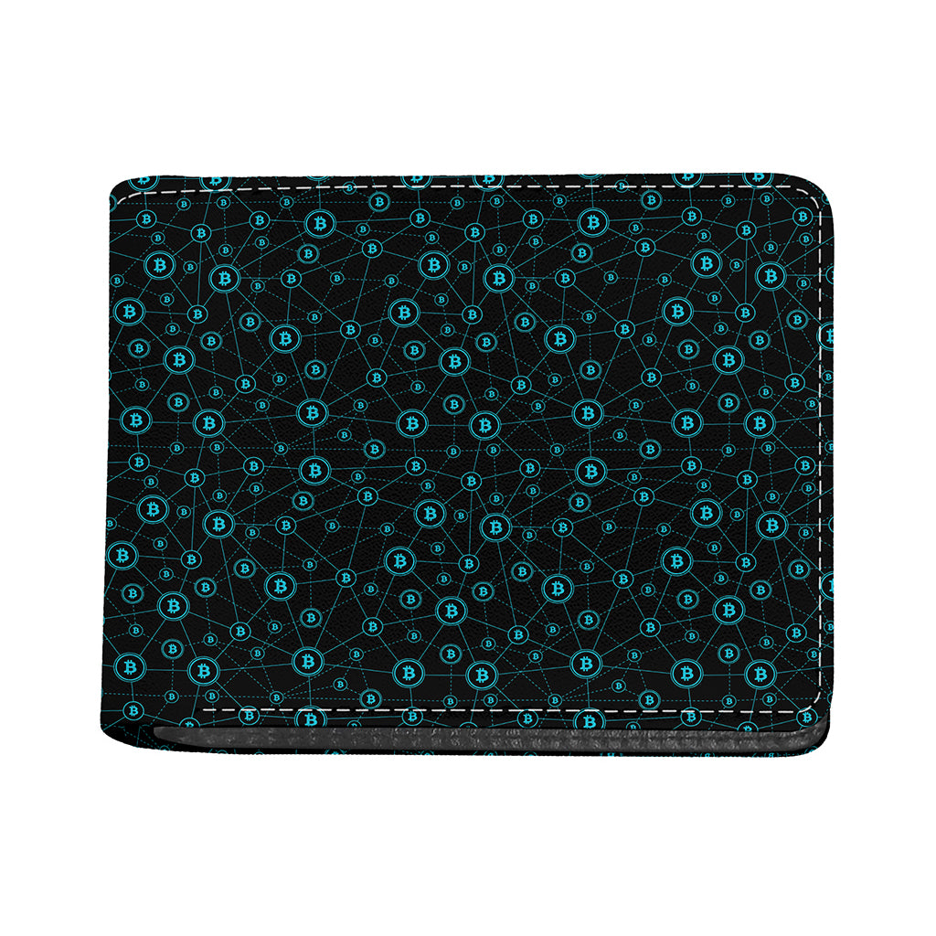 Blue Bitcoin Pattern Print Bifold Wallet