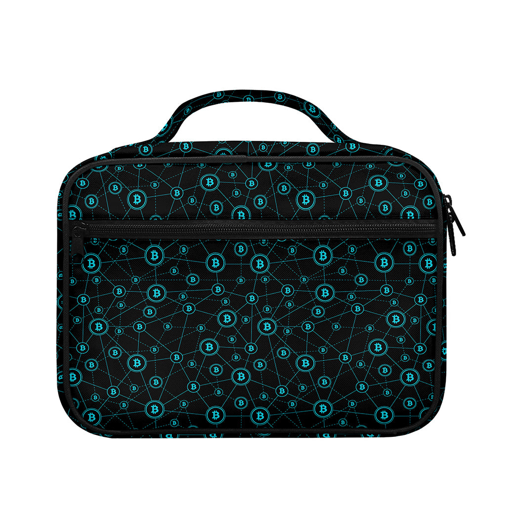 Blue Bitcoin Pattern Print Briefcase Bible Bag