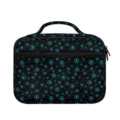 Blue Bitcoin Pattern Print Briefcase Bible Bag