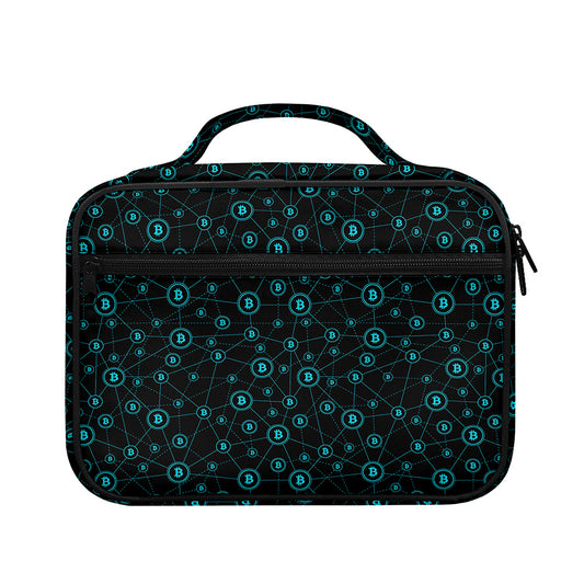 Blue Bitcoin Pattern Print Briefcase Bible Bag