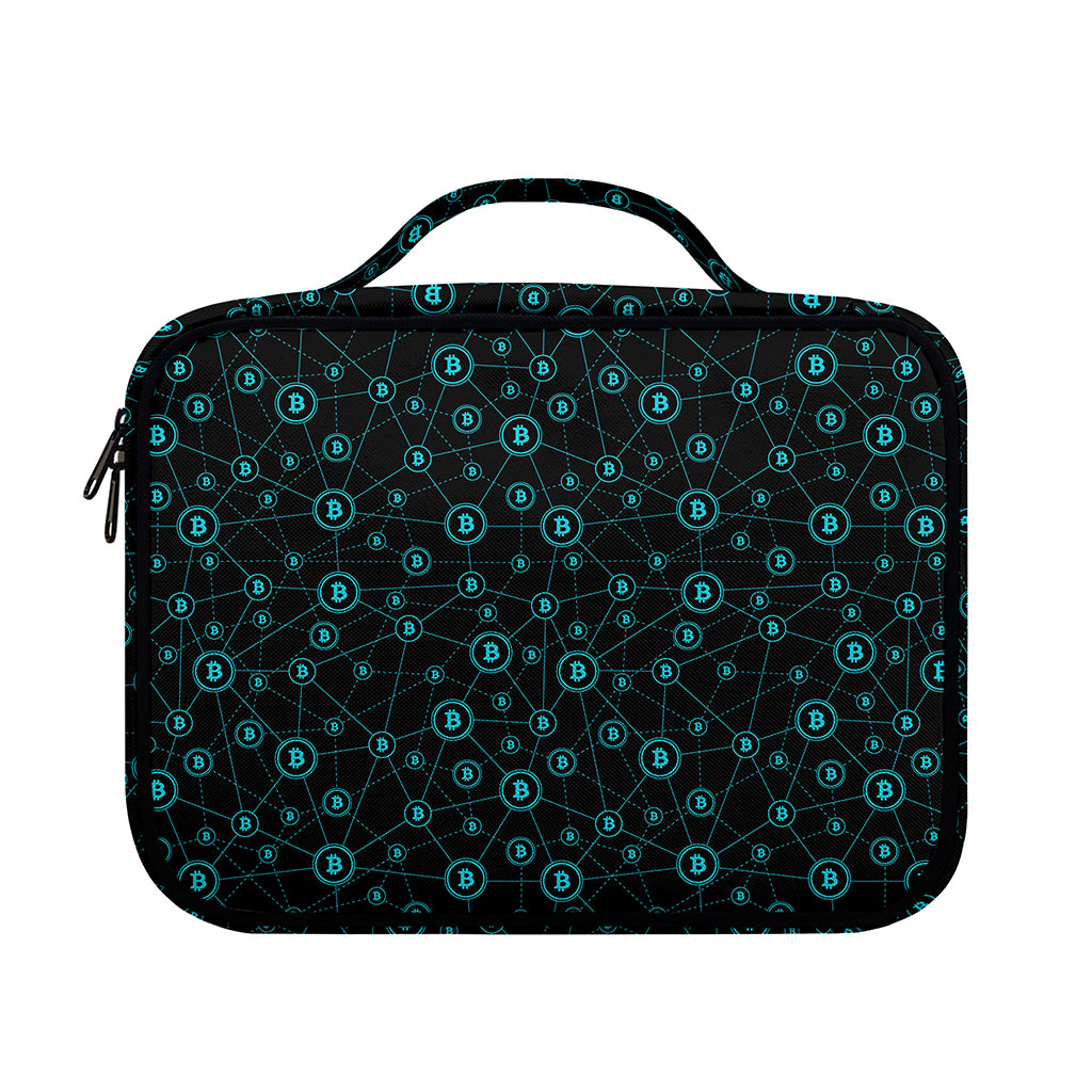 Blue Bitcoin Pattern Print Briefcase Bible Bag