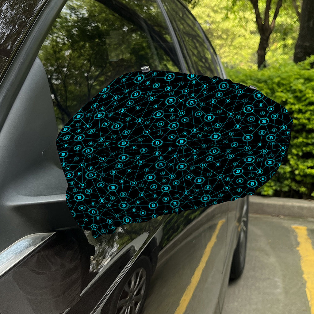 Blue Bitcoin Pattern Print Car Side Mirror Covers