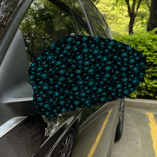 Blue Bitcoin Pattern Print Car Side Mirror Covers