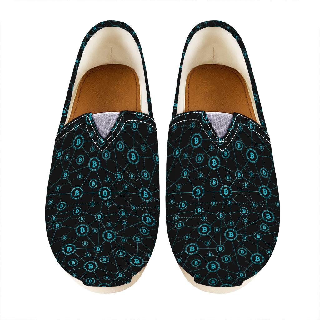 Blue Bitcoin Pattern Print Casual Shoes