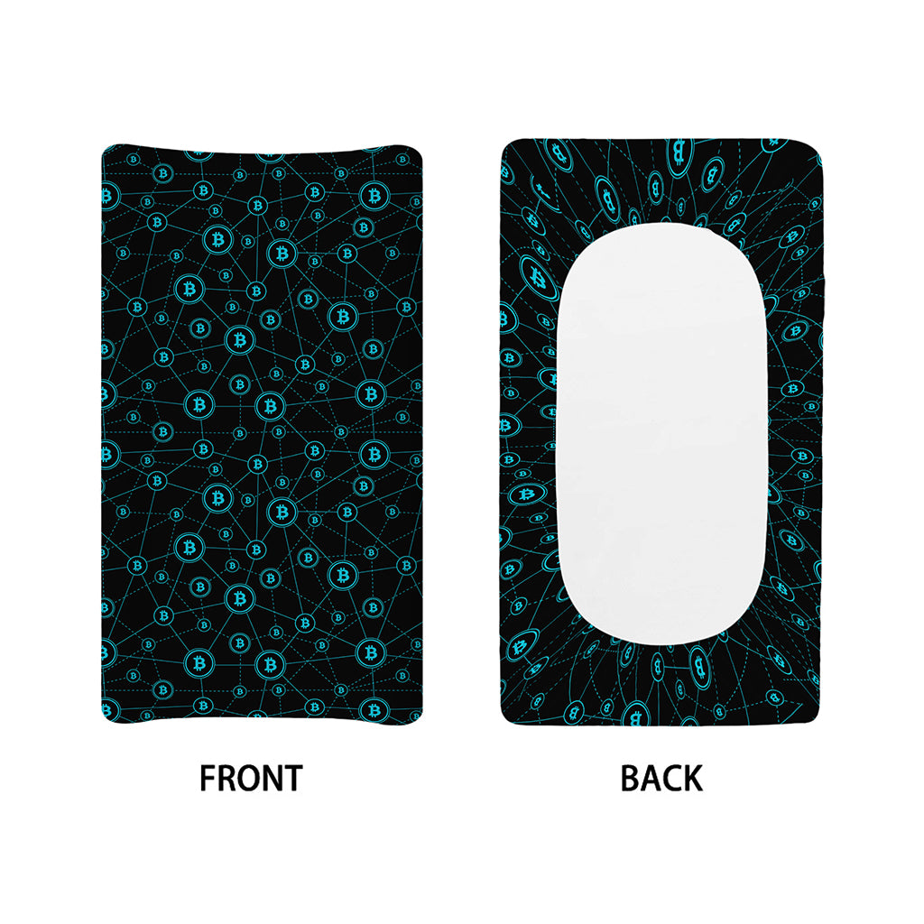 Blue Bitcoin Pattern Print Changing Pad Cover