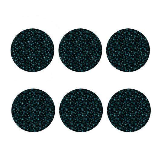 Blue Bitcoin Pattern Print Coaster Set