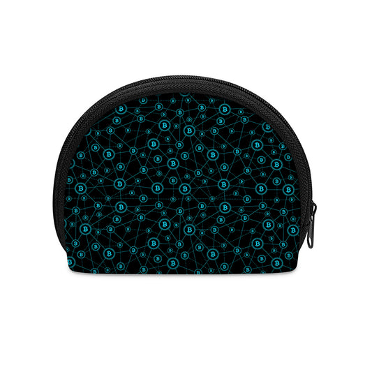 Blue Bitcoin Pattern Print Coin Purse