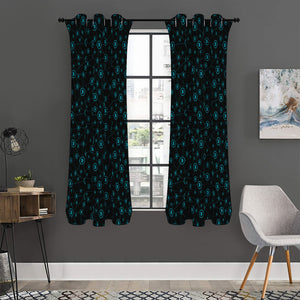 Blue Bitcoin Pattern Print Curtain