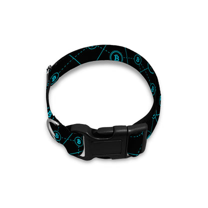 Blue Bitcoin Pattern Print Dog Collar