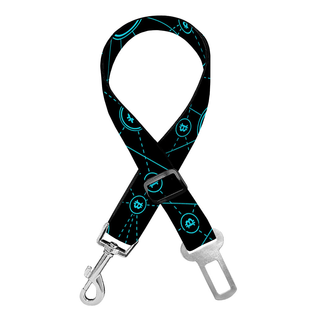 Blue Bitcoin Pattern Print Dog Seat Belt