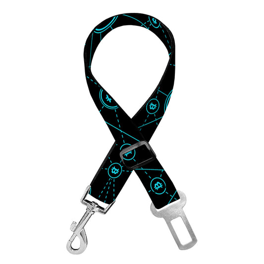 Blue Bitcoin Pattern Print Dog Seat Belt