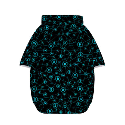 Blue Bitcoin Pattern Print Dog Zip Up Hoodie