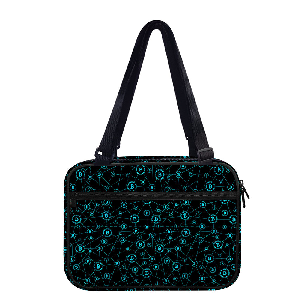 Blue Bitcoin Pattern Print Double Strap Bible Bag