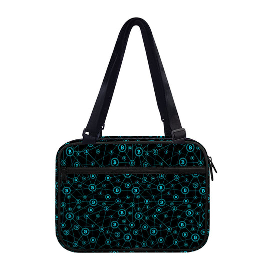 Blue Bitcoin Pattern Print Double Strap Bible Bag
