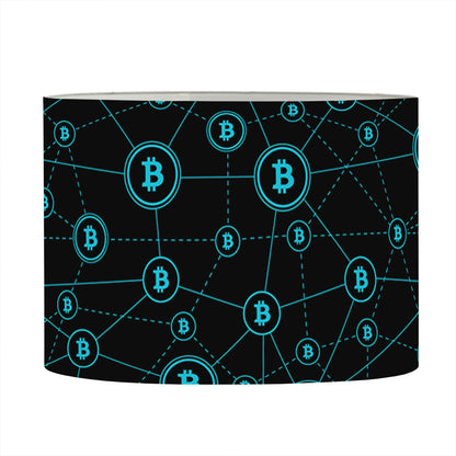Blue Bitcoin Pattern Print Drum Lamp Shade
