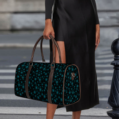 Blue Bitcoin Pattern Print Duffle Bag