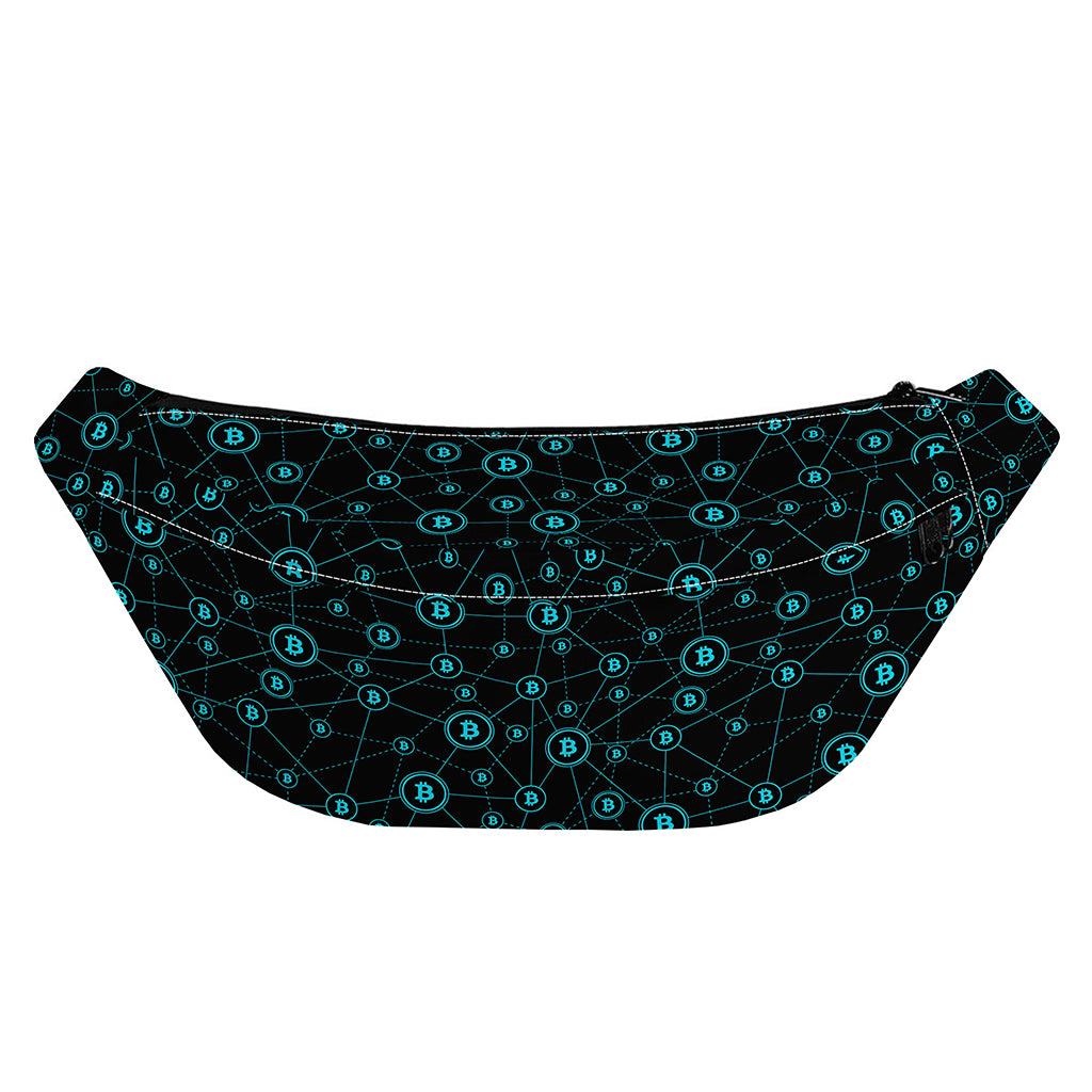 Blue Bitcoin Pattern Print Fanny Pack