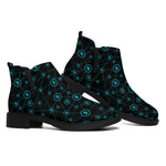 Blue Bitcoin Pattern Print Flat Ankle Boots