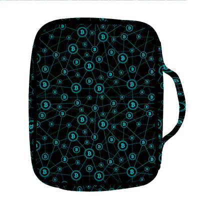 Blue Bitcoin Pattern Print Front Pocket Bible Bag