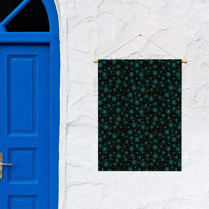 Blue Bitcoin Pattern Print Garden Flag
