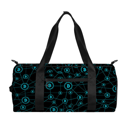 Blue Bitcoin Pattern Print Gym Bag