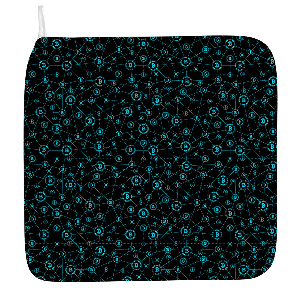 Blue Bitcoin Pattern Print Hand Towel
