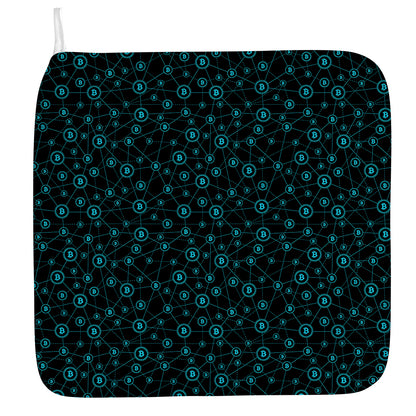 Blue Bitcoin Pattern Print Hand Towel