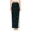 Blue Bitcoin Pattern Print High Slit Maxi Skirt