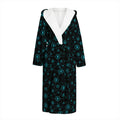 Blue Bitcoin Pattern Print Hooded Bathrobe