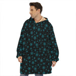 Blue Bitcoin Pattern Print Hoodie Blanket