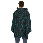 Blue Bitcoin Pattern Print Hoodie Blanket