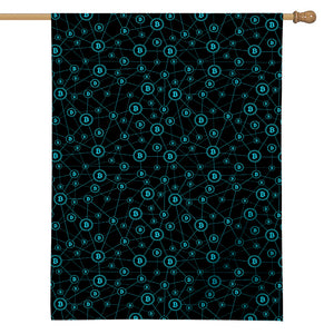 Blue Bitcoin Pattern Print House Flag