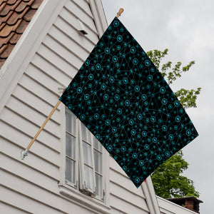 Blue Bitcoin Pattern Print House Flag