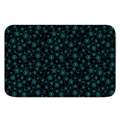 Blue Bitcoin Pattern Print Indoor Door Mat