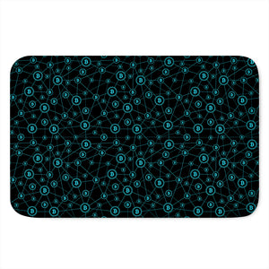 Blue Bitcoin Pattern Print Indoor Door Mat