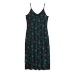 Blue Bitcoin Pattern Print Jersey Midi Cami Dress