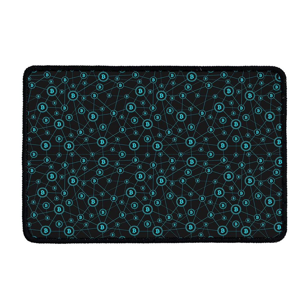 Blue Bitcoin Pattern Print Kitchen Mat