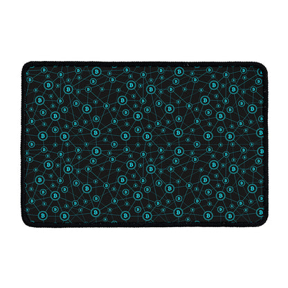 Blue Bitcoin Pattern Print Kitchen Mat