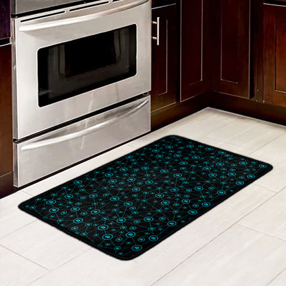 Blue Bitcoin Pattern Print Kitchen Mat