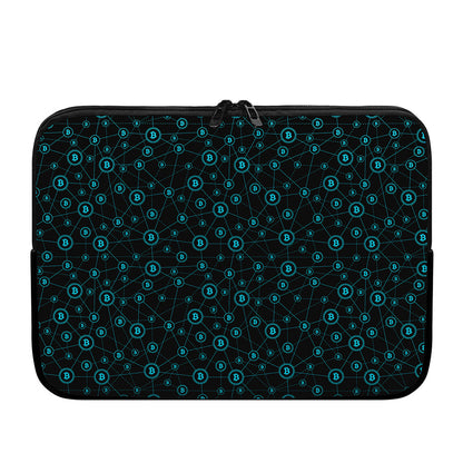 Blue Bitcoin Pattern Print Laptop Sleeve