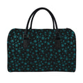 Blue Bitcoin Pattern Print Leather Duffel Bag