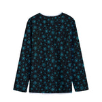 Blue Bitcoin Pattern Print Long Sleeve Short Coat