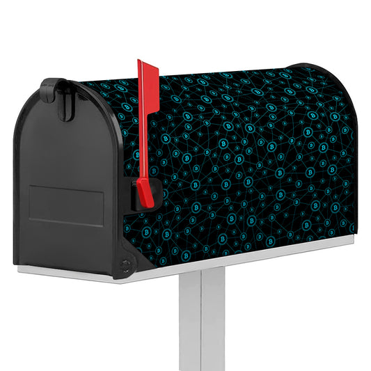 Blue Bitcoin Pattern Print Mailbox Cover