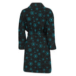 Blue Bitcoin Pattern Print Men's Bathrobe
