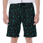 Blue Bitcoin Pattern Print Men's Beach Shorts