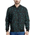 Blue Bitcoin Pattern Print Men's Bomber Jacket