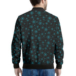 Blue Bitcoin Pattern Print Men's Bomber Jacket