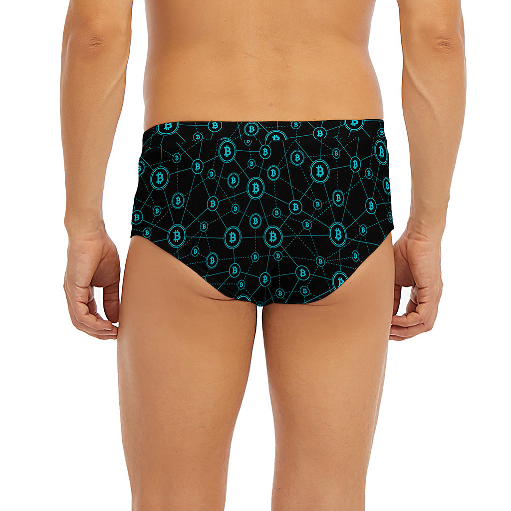 Blue Bitcoin Pattern Print Men's Briefs